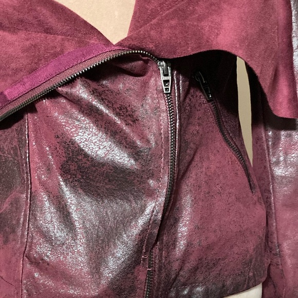 Grace Elements Red Faux Leather Jacket with Waterfall Lapels - size Small - Picture 7 of 14